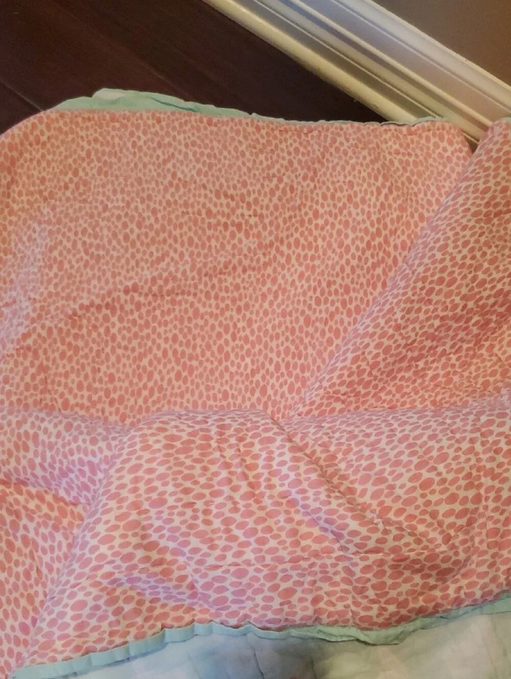 PotteryBarn Kids White Full/Queen Quilt Set with Pink, Green & Blue Llama Prints